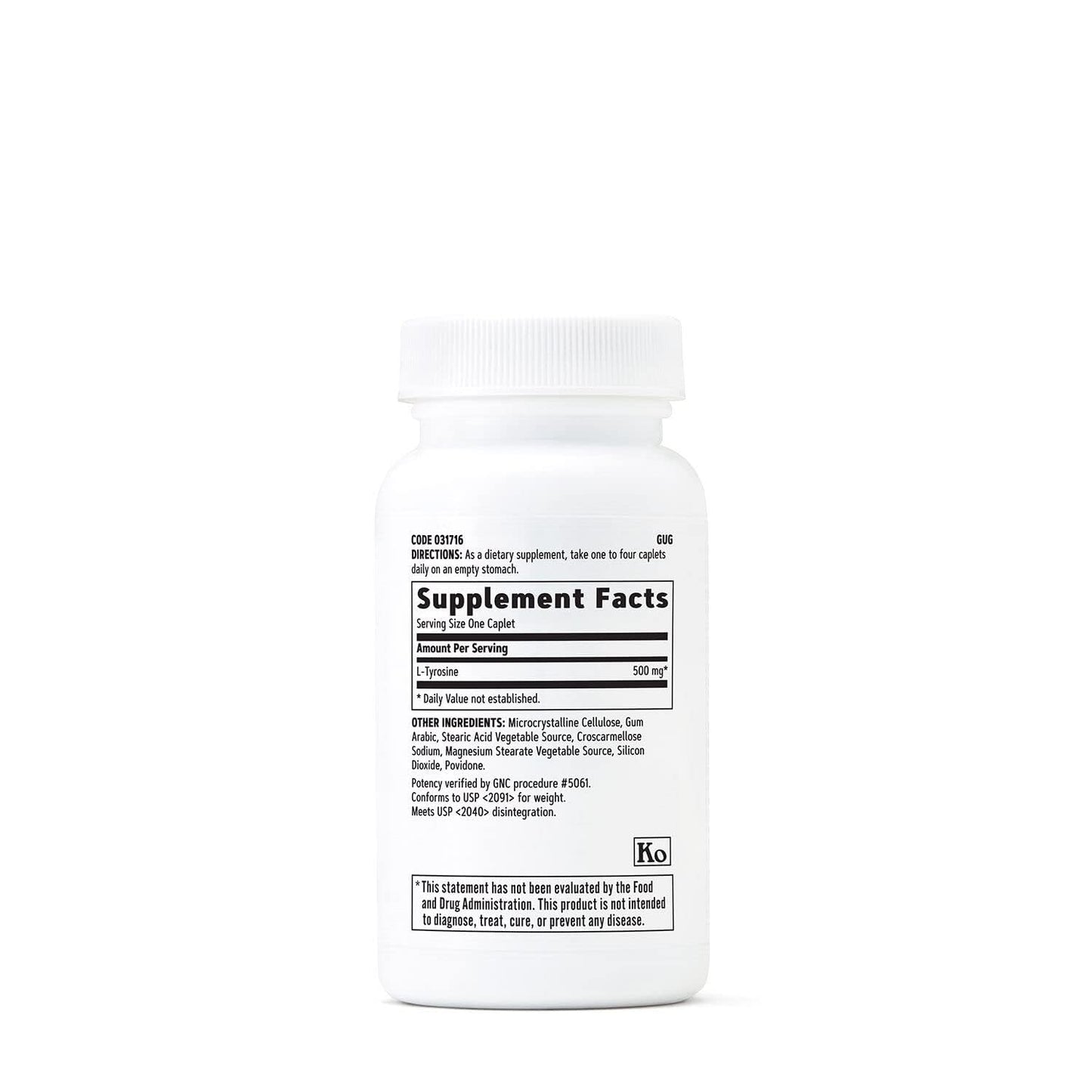 GNC L-Tyrosine 500mg Caplets 60