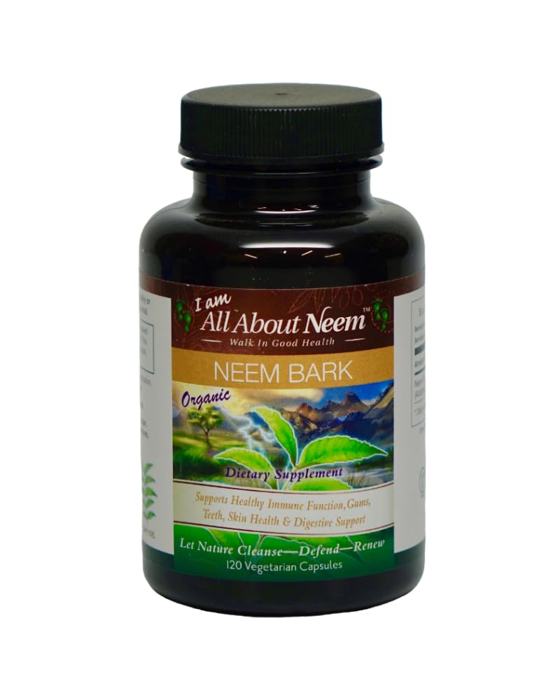 All About Neem Organic Neem Bark Capsules, 120 Count