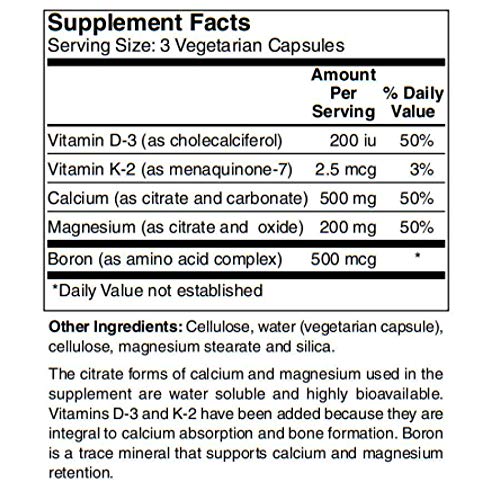 BariatricPal Calcium & Magnesium Vegetarian Capsules with D3, K2, and Boron, 90 Capsules