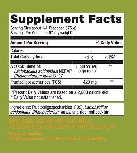 Metagenics UltraFlora Synergy Daily Probiotic Prebiotic Powder 1.76