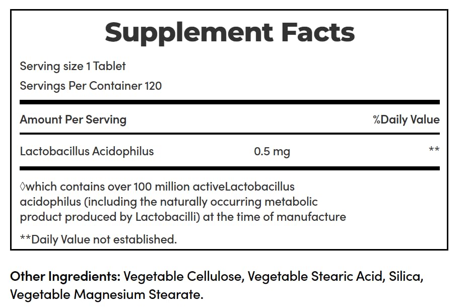 Nature's Bounty Probiotic Acidophilus Tablets, 600 Tablets