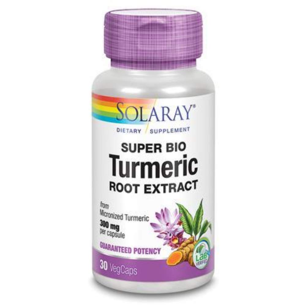 Solaray Super Bio Turmeric Curcumin Supplement 300mg Micronized Turmeric Root Extract 20% Curcumin Capsules, 30 Count