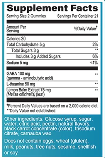 GeriCare DeStress Gummies with GABA, L-Theanine & Lemon Balm, Mixed Berry Flavor, 42 Count
