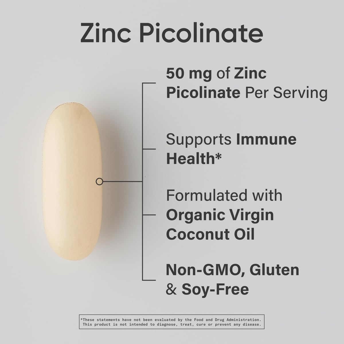 Sports Research High Potency Zinc Picolinate 50mg with Organic Coconut Oil Softgels, 60 Count