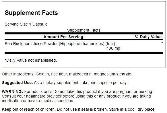 Swanson Full Spectrum Sea Buckthorn 400 Milligrams 60 Capsules