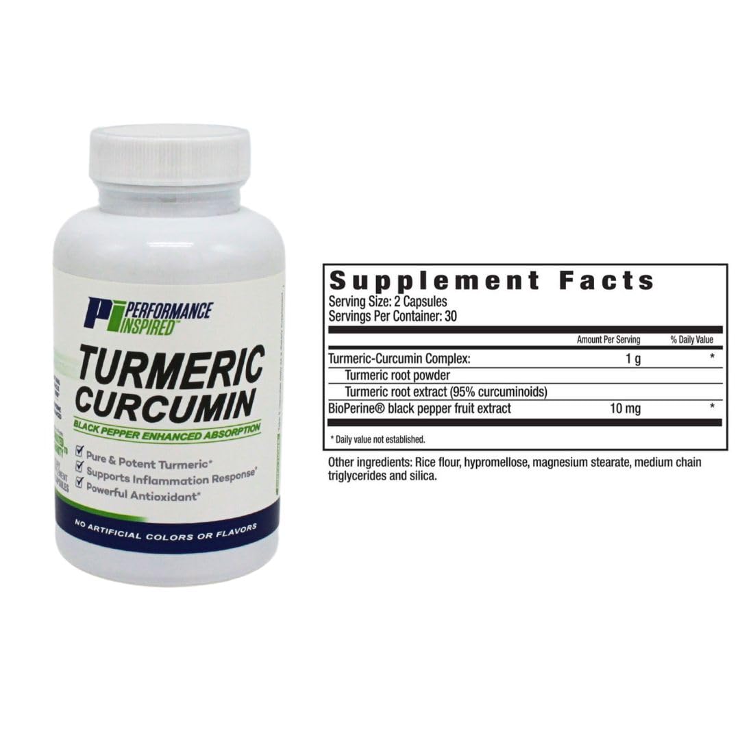 Performance Inspired Turmeric Curcumin Capsules 60 Count
