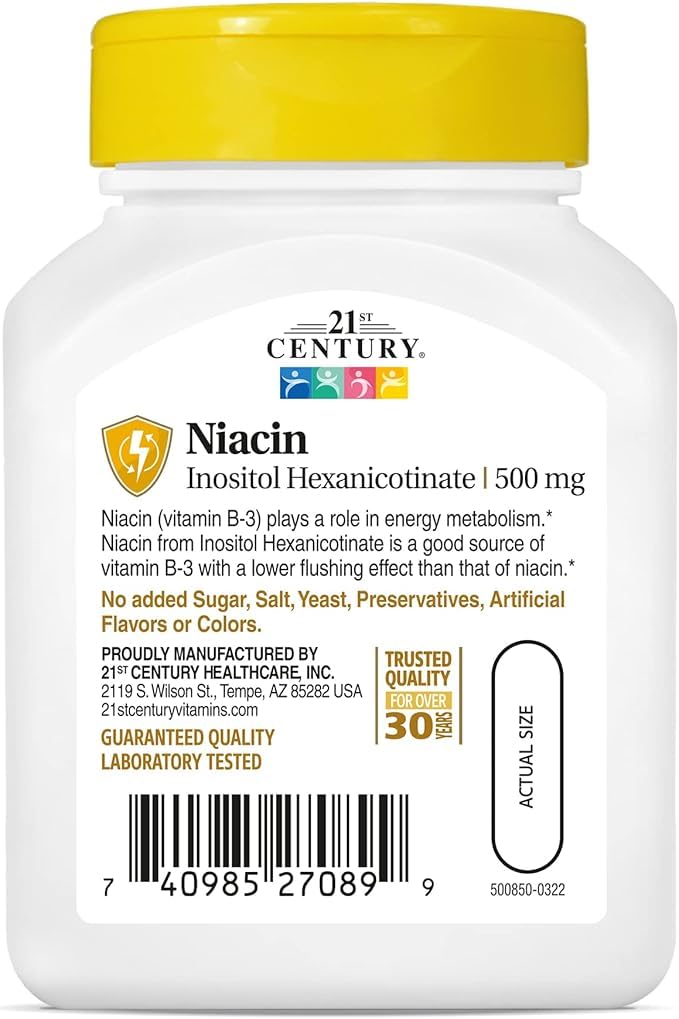 21st Century Niacin Inositol Hexanicotinate 500 mg Capsule 330 Capsules