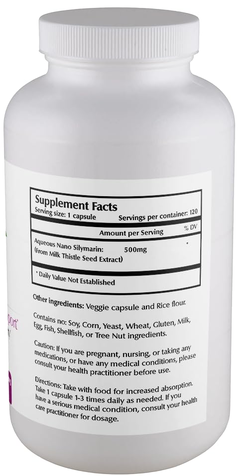 One Planet Nutrition Nano Silymarin 500 mg Milk Thistle Extract Capsules, 120 Count