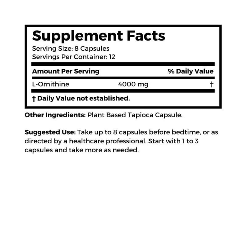 Dr Clark Store Ornithine Dietary Supplement 500mg Capsules, 100 Count
