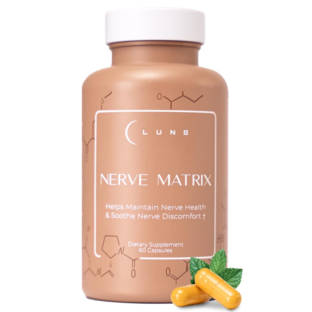Lune Nerve Matrix Nerve Support Supplement with Alpha Lipoic Acid (R-ALA), Benfotiamine, Citicoline & B Vitamins, 60 Capsules