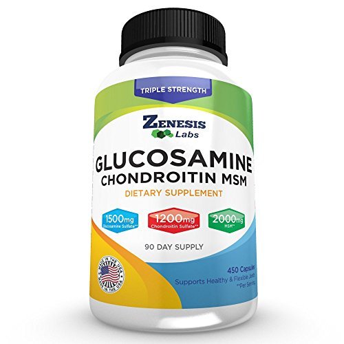 Zenesis Labs Glucosamine Sulfate + Chondroitin + MSM Combination Joint & Cartilage Supplement, 450 Capsules