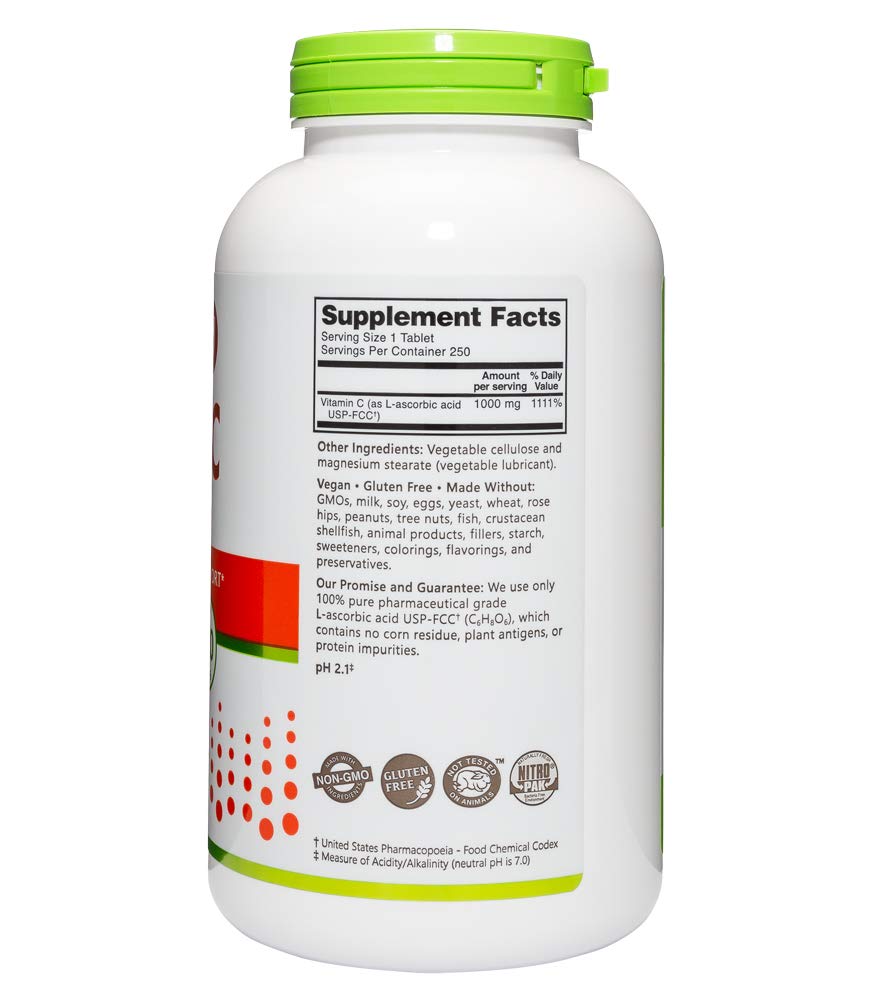 NutriBiotic Vitamin C 1000 mg Tablets, 250 Count