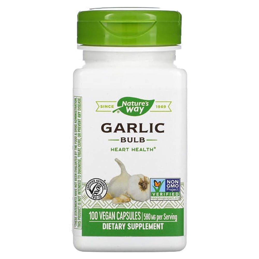 Nature's Way Garlic Bulb 580 mg Capsules, 100 Count