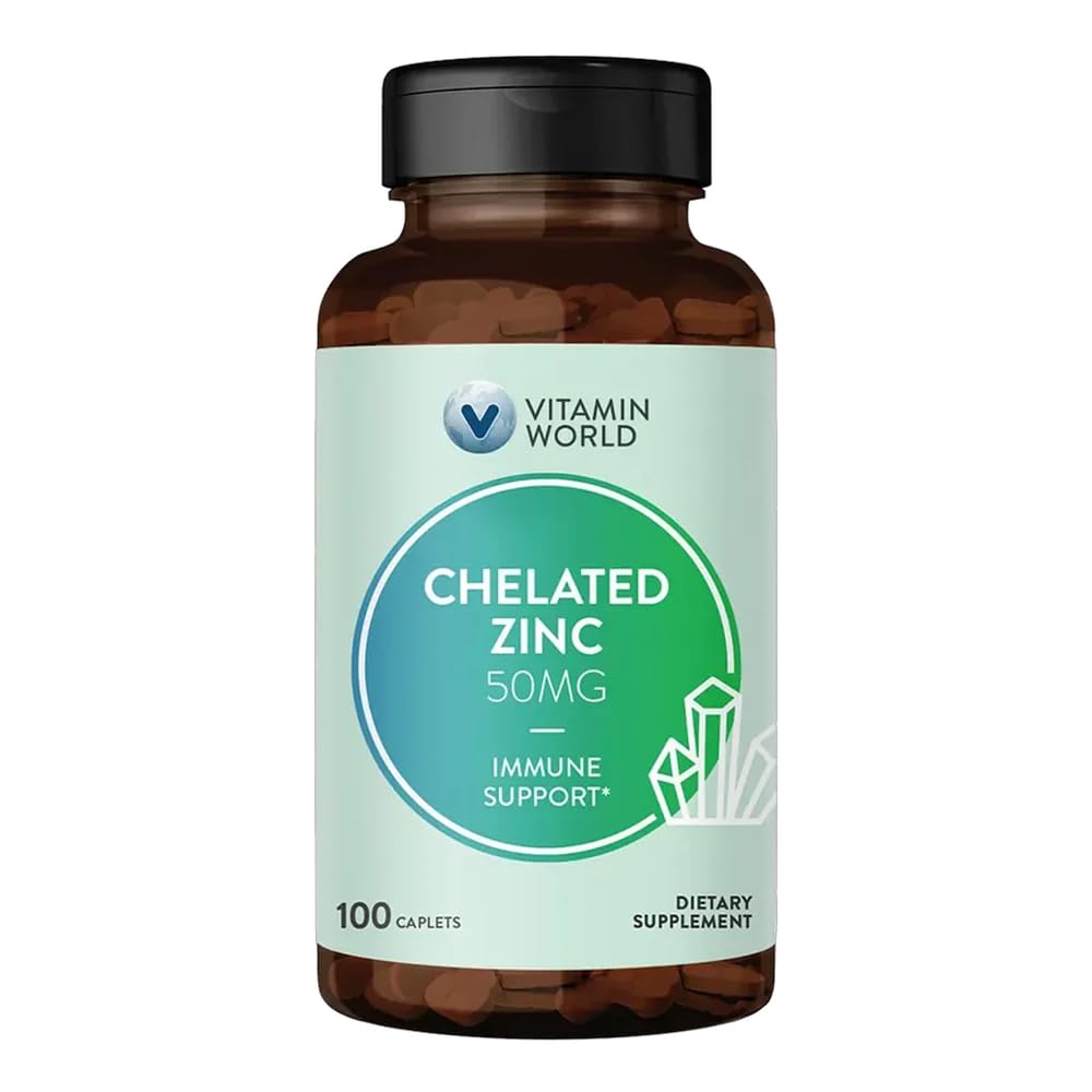 Vitamin World Chelated Zinc 50 mg Caplets, 100