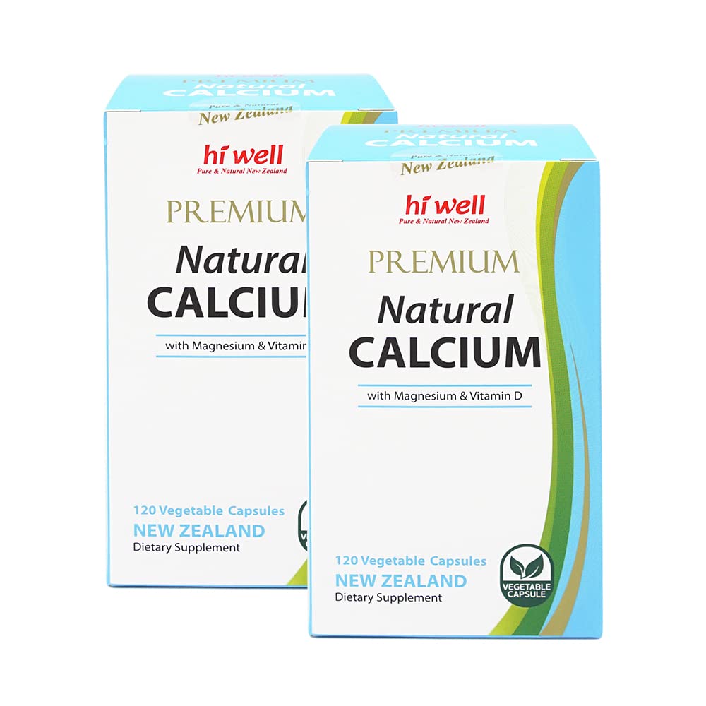 Hi Well Pure & Natural New Zealand Premium Natural Calcium with Magnesium & Vitamin D 120 Capsules