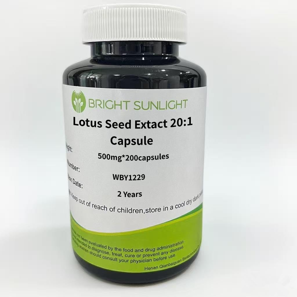 Bright sunlight Lotus Seed Extract 20:1 500mg Capsules, 200 Count
