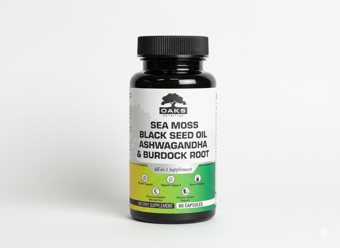 Oaks Nutrition Premium 15-in-1 Sea Moss Multivitamin Capsules, 60 Count