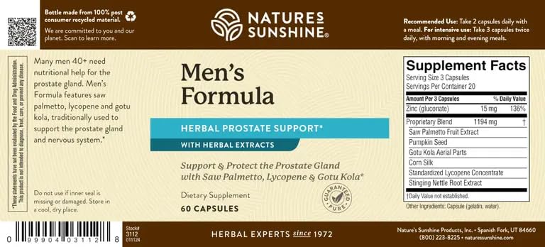 Nature's Sunshine Men's Formula with Lycopene Capsule, 60 Capsules