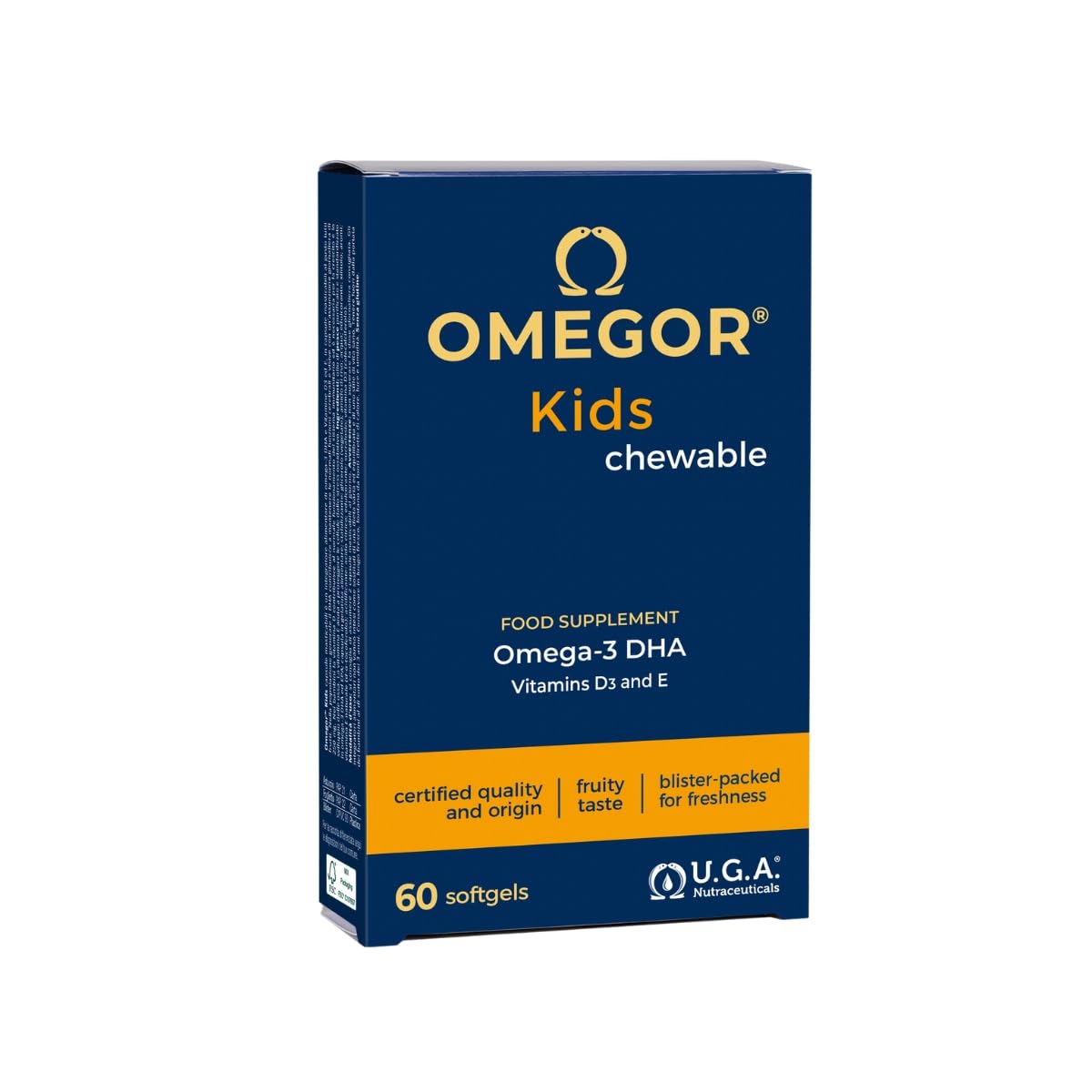 Omegor Kids Chewable Soft Capsules Omega-3 DHA 250mg, 60 Count