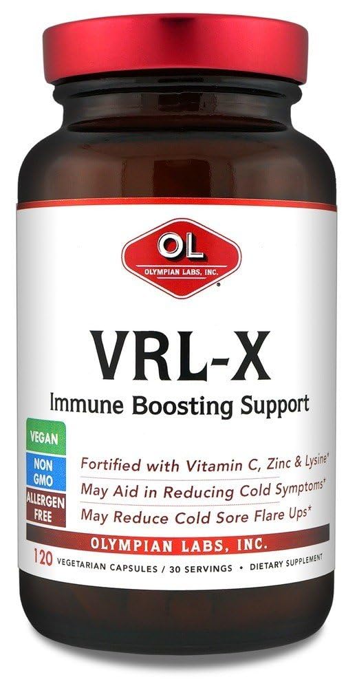 Olympian Labs VRL-X Advanced Immune Support, Vitamin C, Zinc & Lysine, 120 Capsules