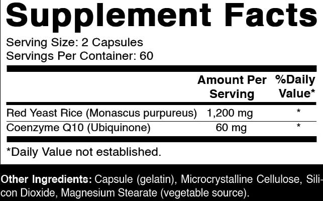 Oxify Red Yeast Rice with CoQ10 Capsules 120 Count