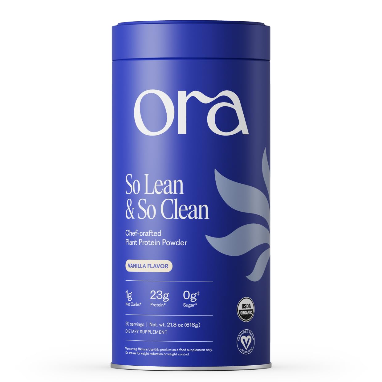Ora Organic Plant-Based Protein Powder Vanilla Flavor, 1.33 lb