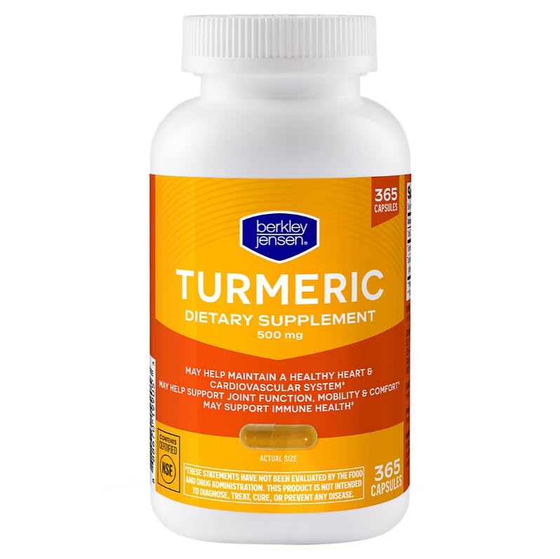Berkley Jensen Turmeric 500 mg Turmeric Extract Supplement for Antioxidant Support, 365 Capsules