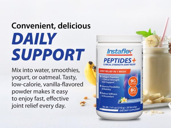 Instaflex Peptides + Clinical Strength Joint Relief Powder, 7.41 Ounce