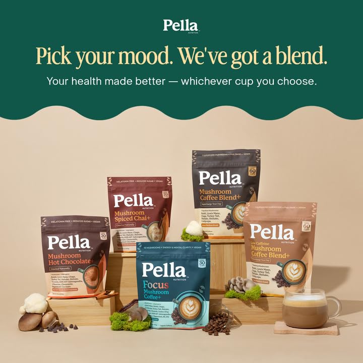 Pella Nutrition Instant Mushroom Focus Coffee Powder 4.2 Ounce