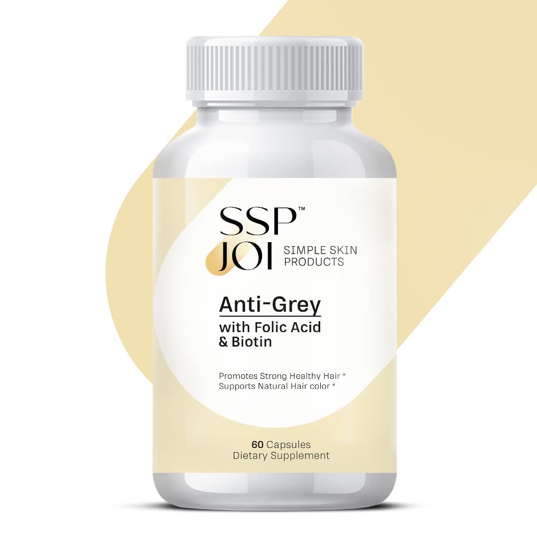 sspjoi Hair Growth Supplement 250 mg - Anti-Grey Supplement for Men and Women with Folic Acid, B-Vitamins & Biotin - Supports Grey Hair Change and Promotes Strong Healthy Hair Capsule 60