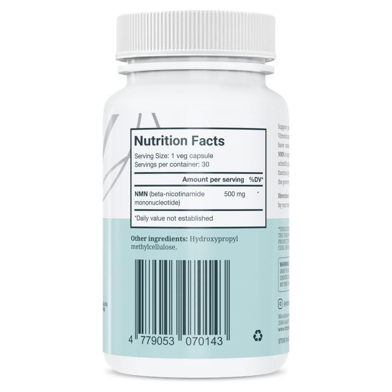 VITRUVIN NMN 500mg Capsules, 30 Count