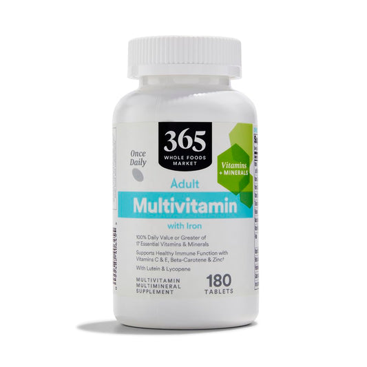 365 by Whole Foods Market Adult Multivitamin with Iron, 17 Essential Vitamins and Minerals, 180 Tablets