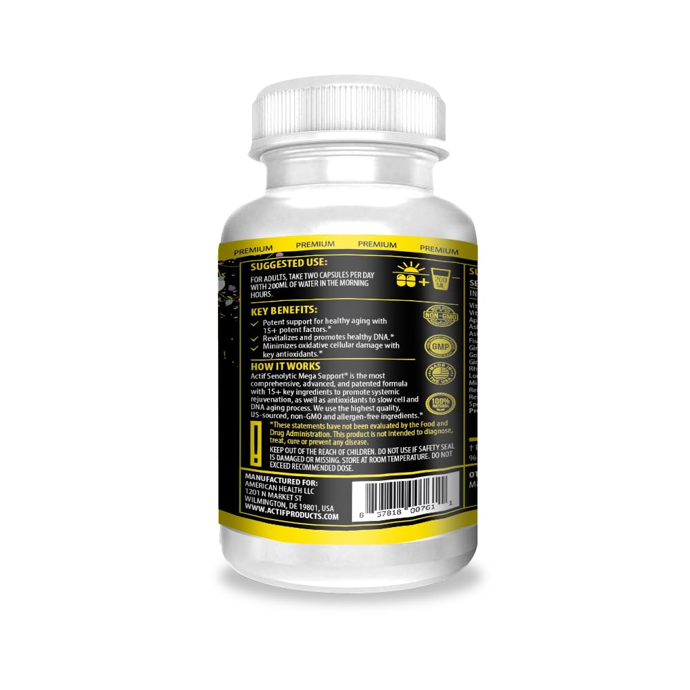 ACTIF Senolytic Support with 15+ Advanced Factors Capsule 1 Count