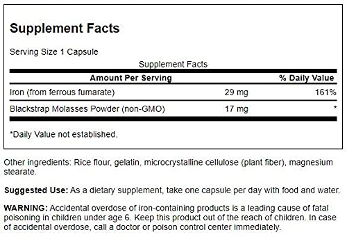 Swanson Blackstrap Molasses Natural Iron Supplement Promoting Healthy Skin Capsules 240 Count