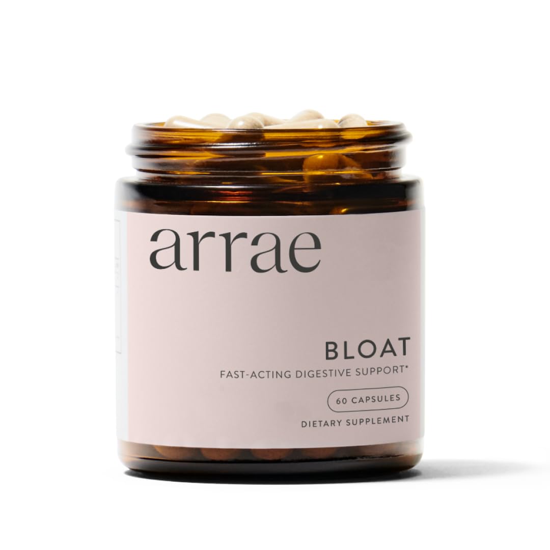 Arrae Fast-Acting Bloating Relief Digestive Enzymes, All Natural Bloat, Gas & Indigestion Relief Capsules, 60 Capsules