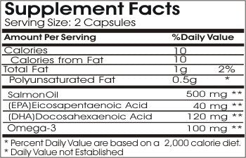 PureControl Supplements Salmon Oil Omega-3 500mg, 200 Capsules