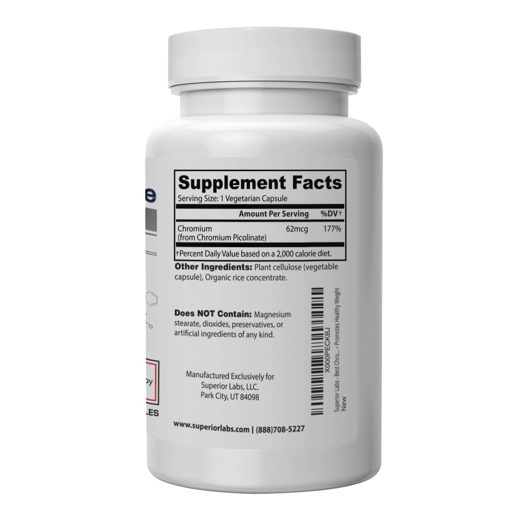 Superior Labs Chromium Picolinate 500mcg Capsules, 120 Count