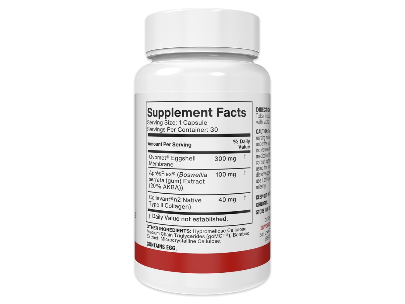 Silver Fern Joint Complex Daily Joint Support with AprèsFlex Boswellia, Ovomet Eggshell Membrane & Type II Collagen 1 Capsule