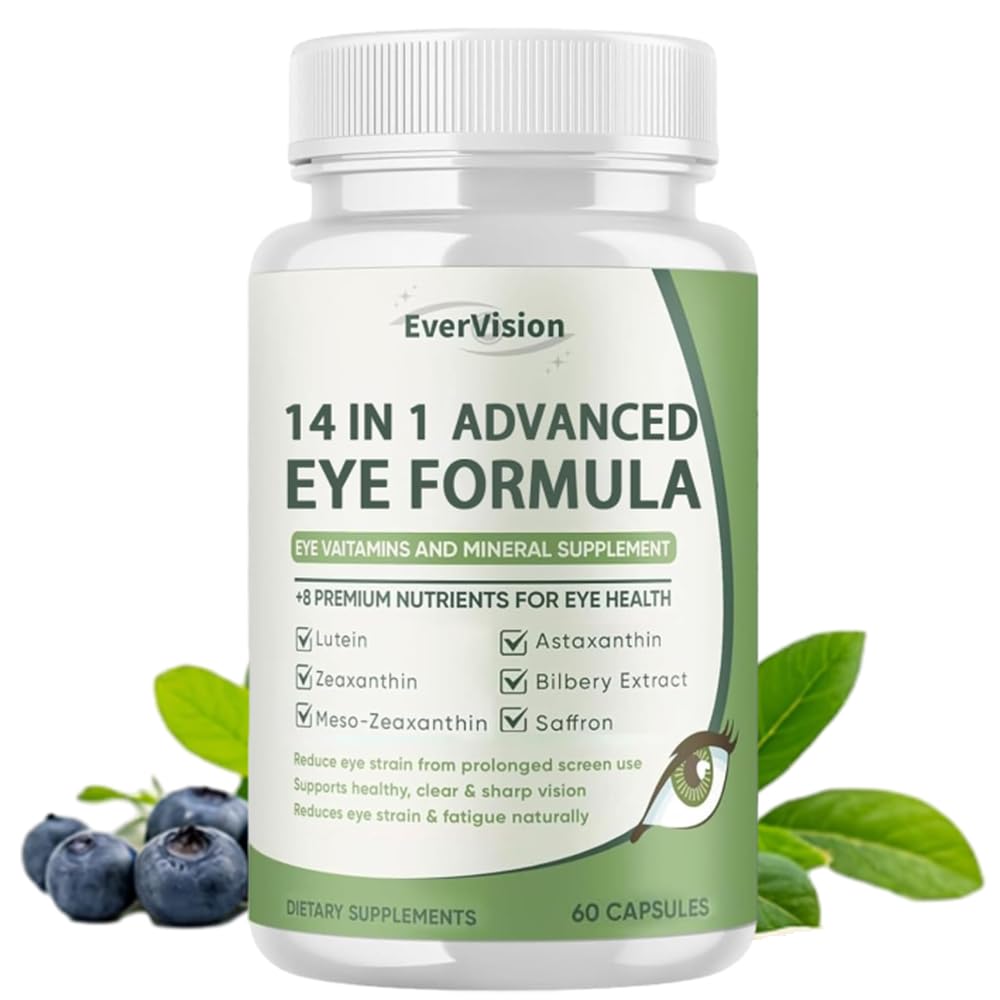 EVERVISION 14 in 1 Advanced Eye Formula Eye Vitamin and Mineral Supplement with Lutein, Zinc, Zeaxanthin & Bilberry Extract for Vision Care, Capsule, 60 Capsules