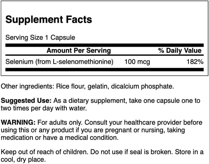 Swanson Selenium (L-Selenomethionine) 100 mcg, 200 Capsules