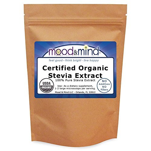 Mood & Mind Organic Stevia Extract Powder No Fillers, 16 oz