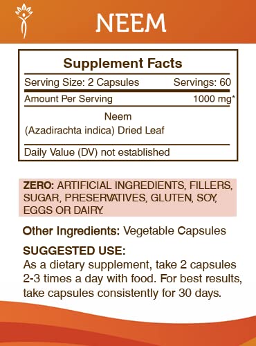 Secrets of the Tribe Neem Capsules 120 Count