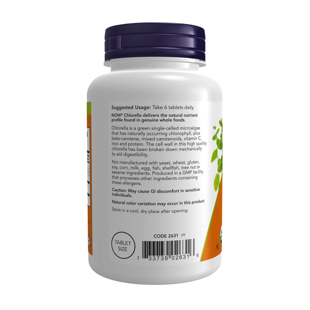 NOW Foods Organic Chlorella Tablets, 500 mg, 200 Tablets
