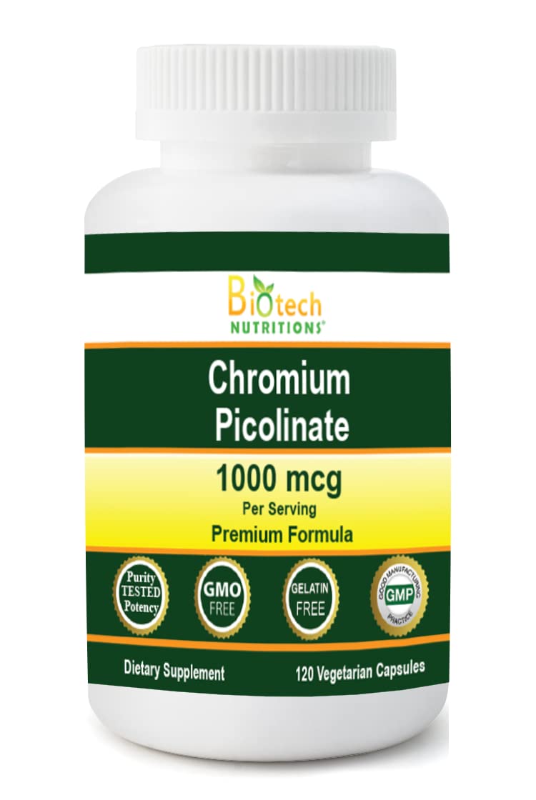 Biotech Nutritions Chromium Picolinate 1000 mcg Capsules, 120 Count