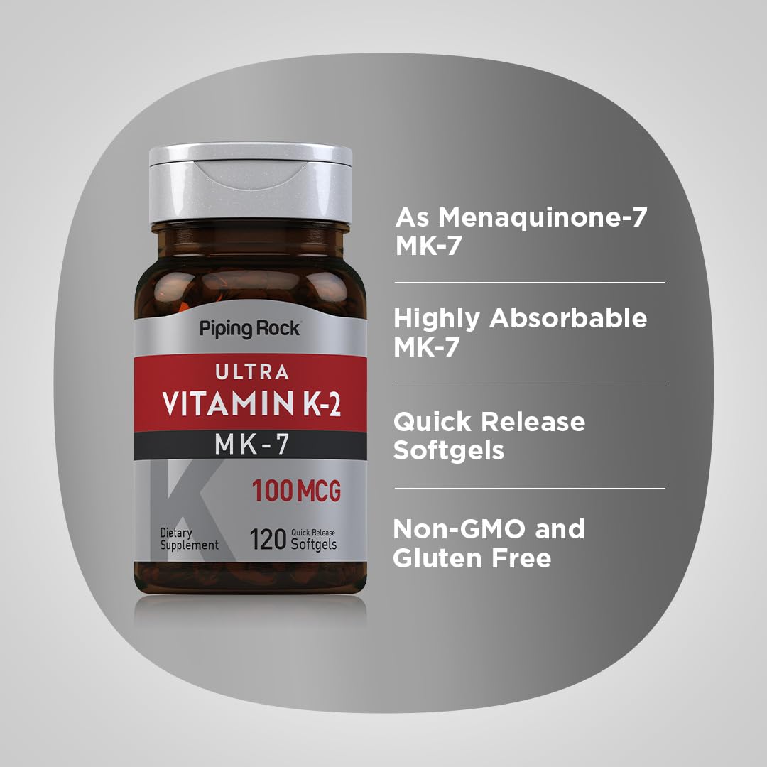 Piping Rock Ultra K2 with MK-7 100 mcg Softgels 120