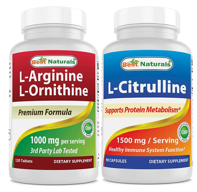 Best Naturals L-Arginine L-Ornithine with L-Citrulline 1000mg & 1500mg Capsules 120