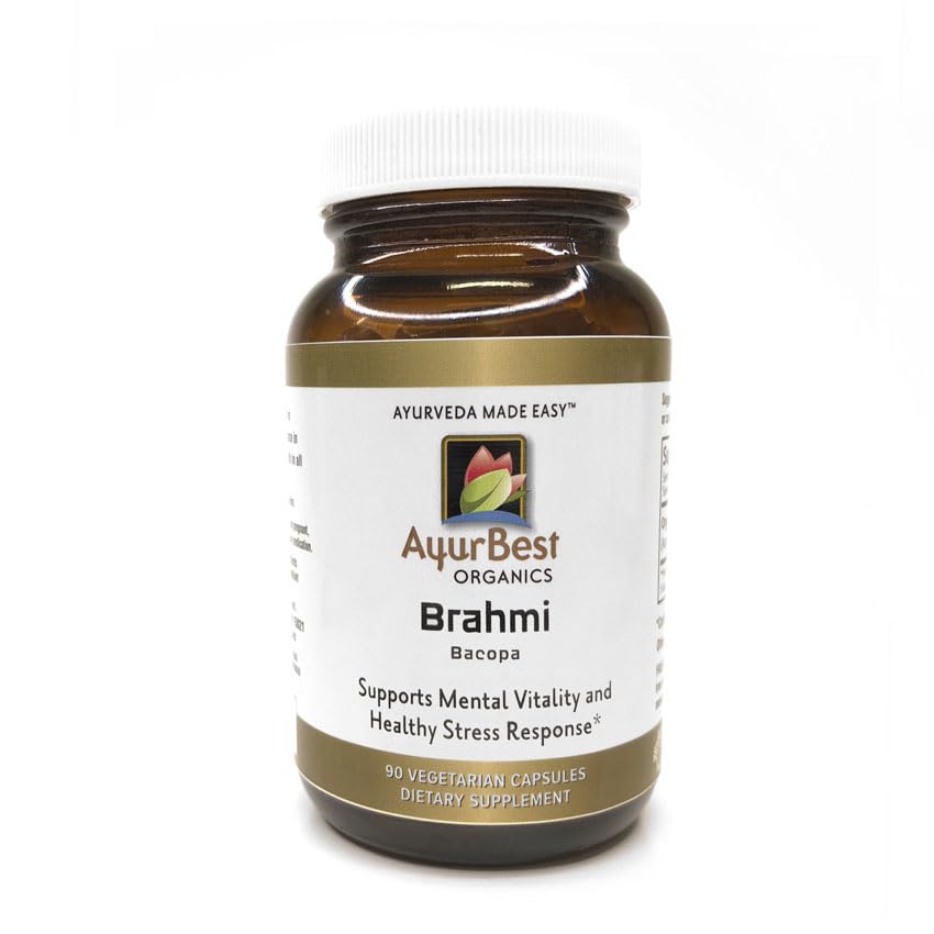 AyurBest Brahmi Bacopa Herbal Supplements 400mg Capsules 90 Count