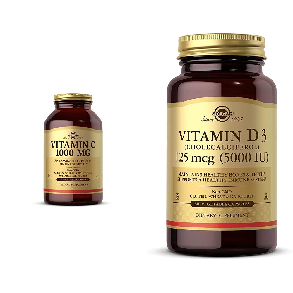 Solgar Vitamin C 1000 mg with Vitamin D3 125 mcg (5,000 IU) Vegetable Capsules, 240 Count