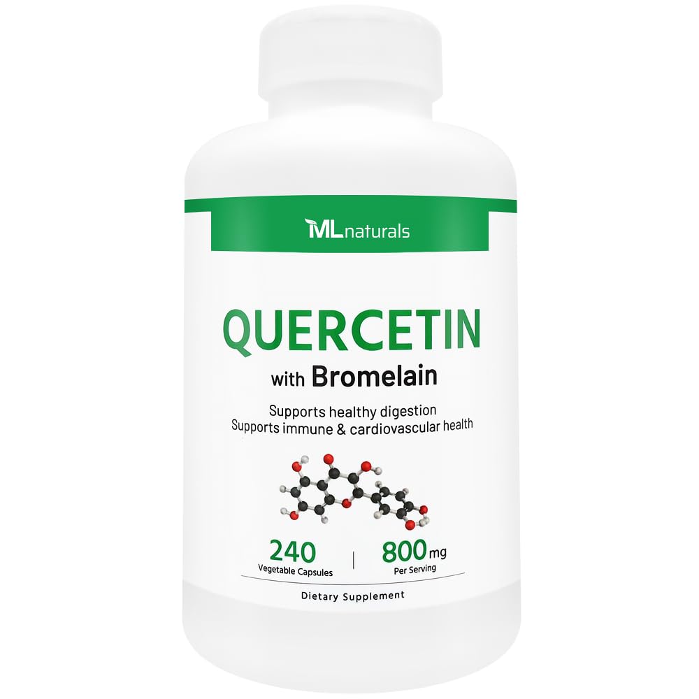 ML Naturals Quercetin 800mg with Bromelain 200mg Capsules, 240 Count