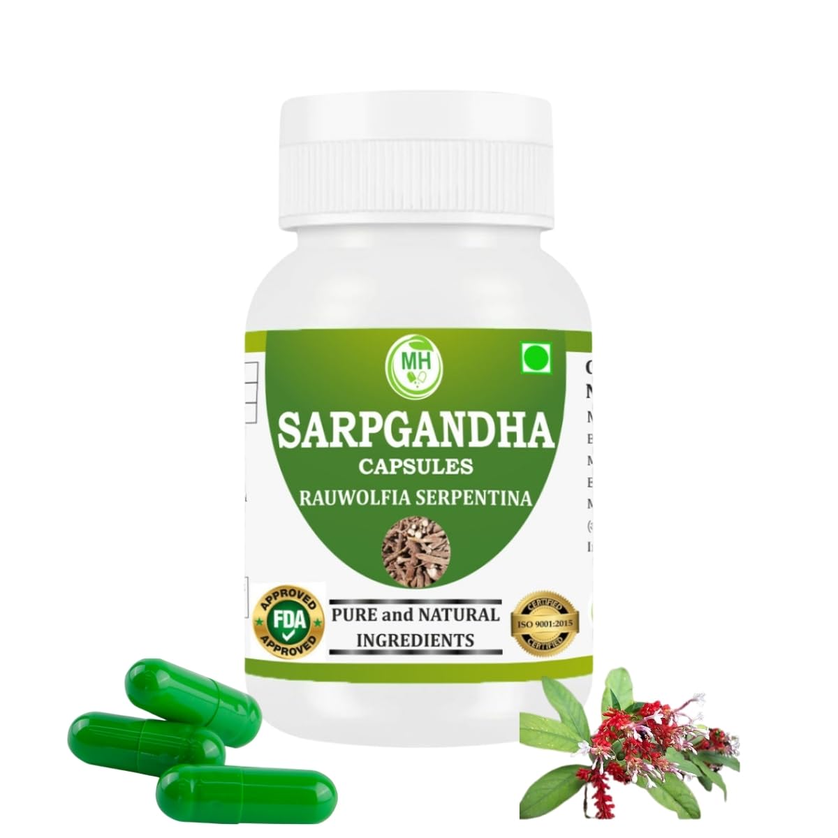 Morsan Healthcare Sarpgandha (Rauwolfia Serpentina) Veg Capsules, 60 Count